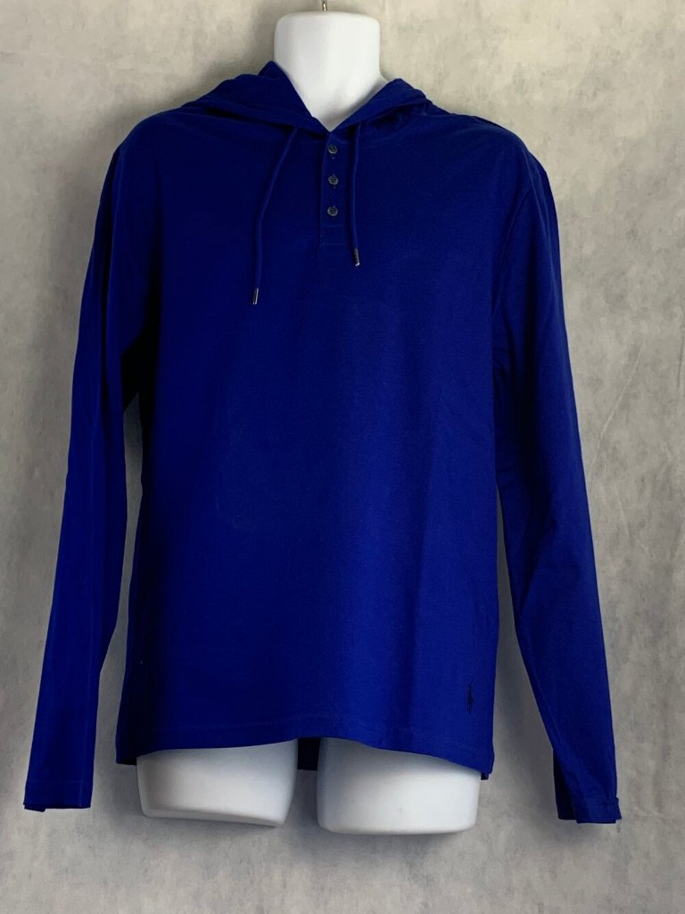 Polo Ralph Lauren Men's Long-Sleeve Cotton Lounge Pajama Hoodie, Blue, Medium